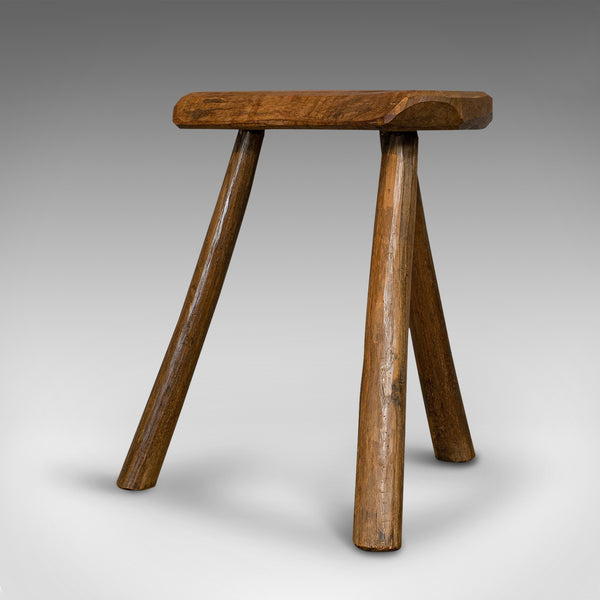 Antique Milking Stool, French, Elm, Hand Crafted, Rustic, Bench, Lamp, Victorian - London Fine Antiques