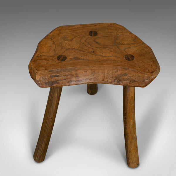 Antique Milking Stool, French, Elm, Hand Crafted, Rustic, Bench, Lamp, Victorian - London Fine Antiques