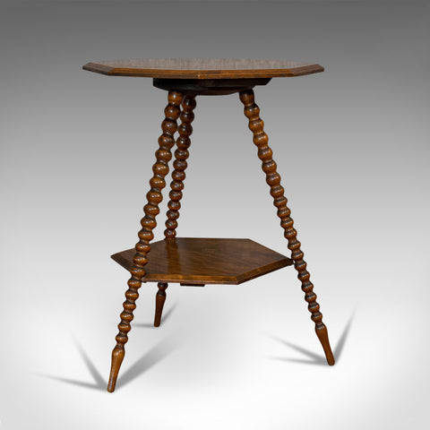 Antique Gypsy Table, English, Oak, Side, Lamp, Bobbin Turned, Victorian, C.1890 - London Fine Antiques