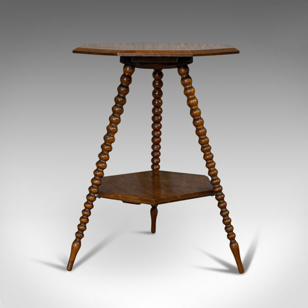 Antique Gypsy Table, English, Oak, Side, Lamp, Bobbin Turned, Victorian, C.1890 - London Fine Antiques