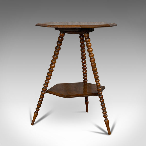 Antique Gypsy Table, English, Oak, Side, Lamp, Bobbin Turned, Victorian, C.1890 - London Fine Antiques