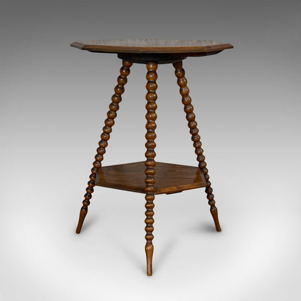 Antique Gypsy Table, English, Oak, Side, Lamp, Bobbin Turned, Victorian, C.1890 - London Fine Antiques