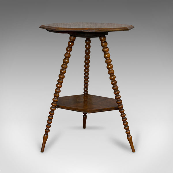 Antique Gypsy Table, English, Oak, Side, Lamp, Bobbin Turned, Victorian, C.1890 - London Fine Antiques