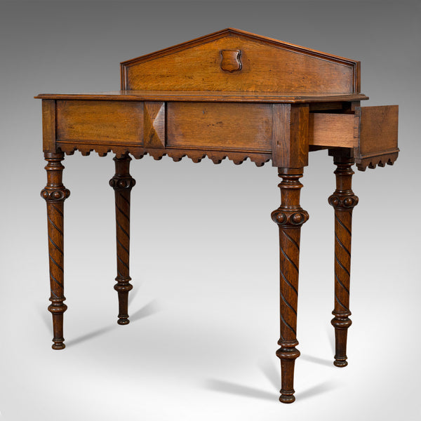 Antique Hall Table, Scottish, Oak, Victorian Gothic, Side, Dresser, Circa 1860