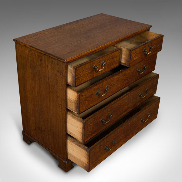 Antique Chest of Drawers, English, Oak, Tallboy, Early Victorian, Circa 1840