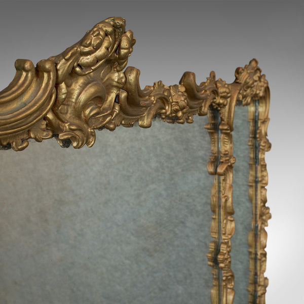 Antique Triptych Mirror, Italian, Gilt Gesso, Overmantle, Hanging, Circa 1850 - London Fine Antiques
