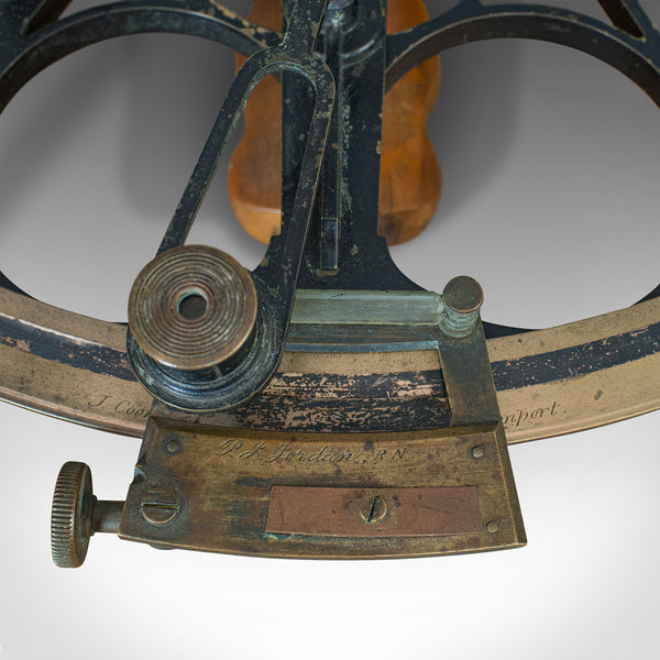 Antique Maritime Sextant, Brass, Admiralty, Naval, Instrument, Victorian, C.1900