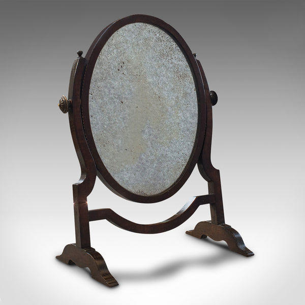 Antique Vanity Mirror, English, Oak, Mahogany, Dresser, Regency, Circa 1820