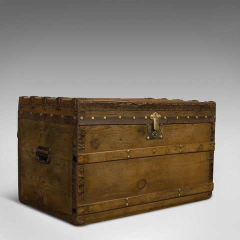 Antique Steamer Chest, English, Cedar, Shipping, Travel, Trunk, Victorian, 1900 - London Fine Antiques