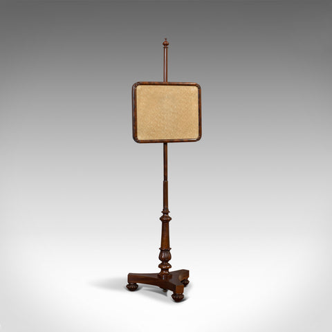 Antique Pole Screen, English, Mahogany, Fireside Shield, Tapestry, Regency, 1820