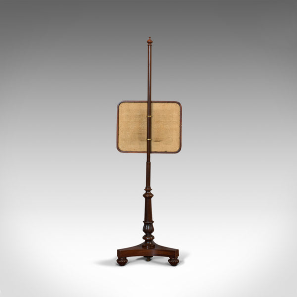 Antique Pole Screen, English, Mahogany, Fireside Shield, Tapestry, Regency, 1820