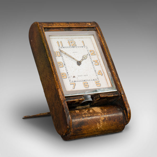Vintage Art Deco Travel Clock, Franco-Swiss, 8 Day, Jaeger LeCoultre, Asprey