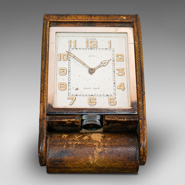 Vintage Art Deco Travel Clock, Franco-Swiss, 8 Day, Jaeger LeCoultre, Asprey
