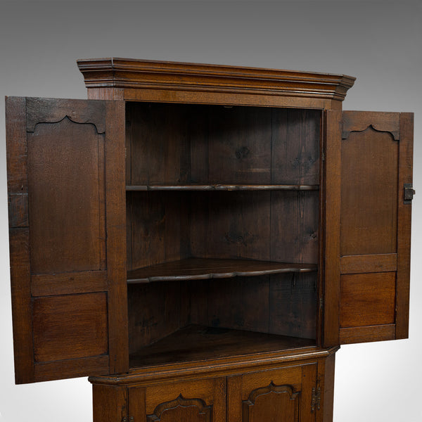Tall, Antique Corner Cabinet, English, Oak, Georgian, Pot Cupboard, Circa 1800