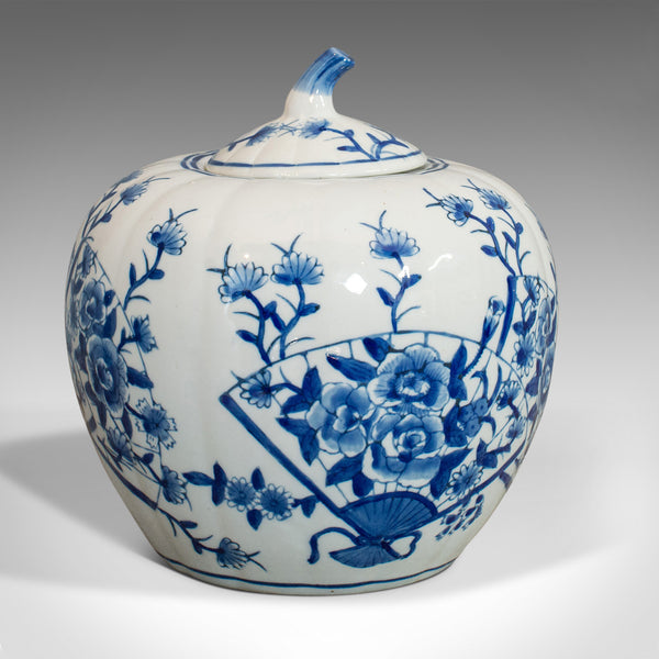 Vintage Spice Jar, Oriental, Ceramic, Pumpkin Ginger Urn, Art Deco, Circa 1940