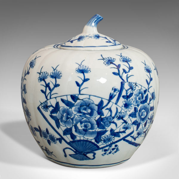 Vintage Spice Jar, Oriental, Ceramic, Pumpkin Ginger Urn, Art Deco, Circa 1940
