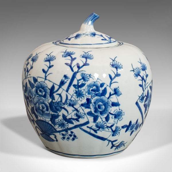 Vintage Spice Jar, Oriental, Ceramic, Pumpkin Ginger Urn, Art Deco, Circa 1940