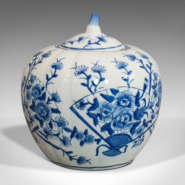 Vintage Spice Jar, Oriental, Ceramic, Pumpkin Ginger Urn, Art Deco, Circa 1940