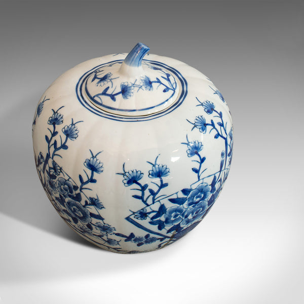 Vintage Spice Jar, Oriental, Ceramic, Pumpkin Ginger Urn, Art Deco, Circa 1940
