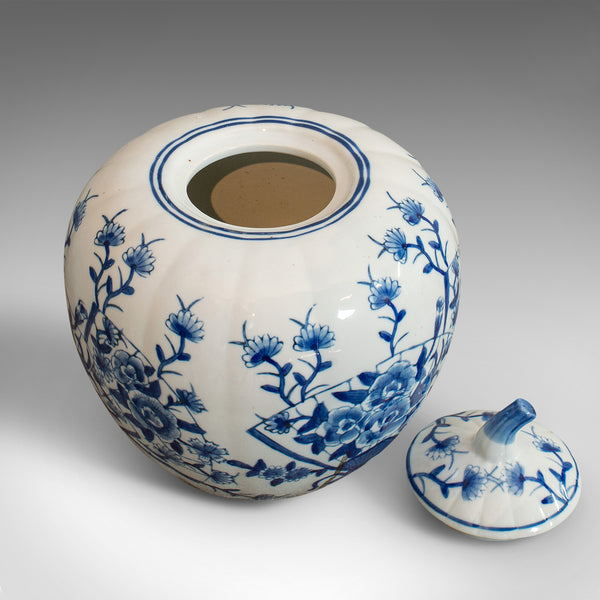 Vintage Spice Jar, Oriental, Ceramic, Pumpkin Ginger Urn, Art Deco, Circa 1940