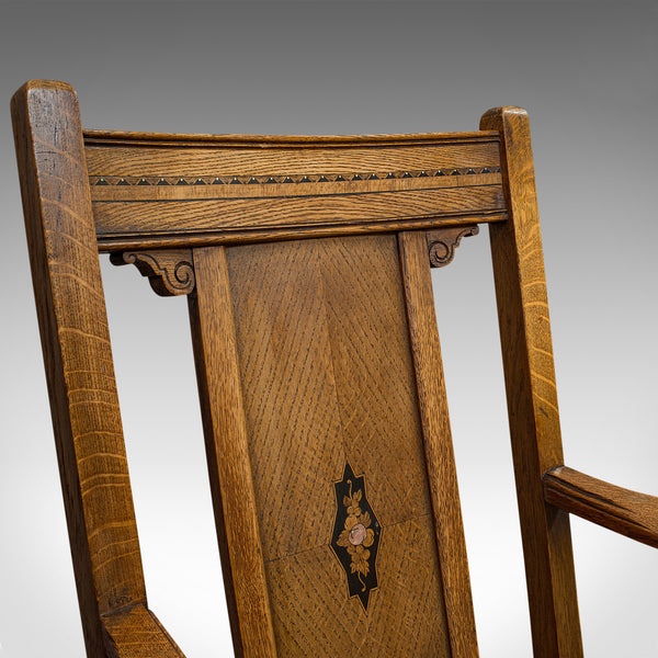 Set Of 6, Antique Dining Chairs, English, Golden Oak, Edwardian, Circa 1910