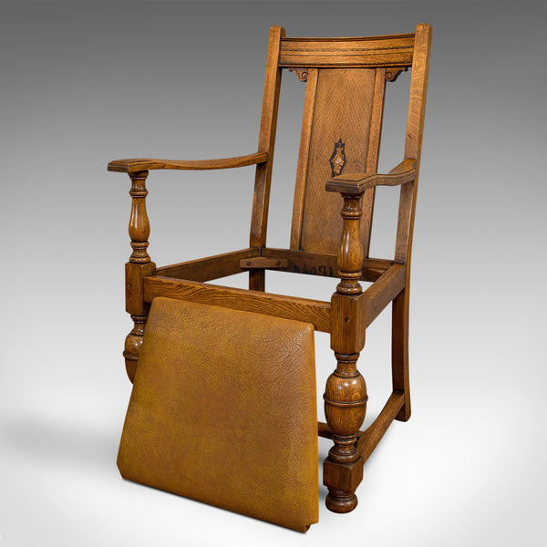 Set Of 6, Antique Dining Chairs, English, Golden Oak, Edwardian, Circa 1910