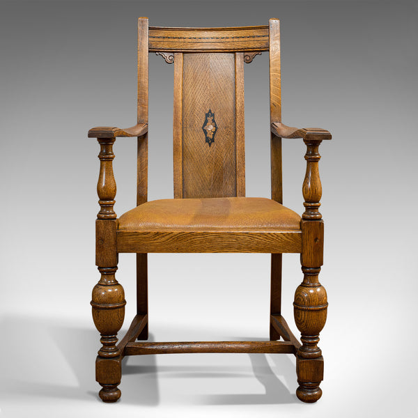 Set Of 6, Antique Dining Chairs, English, Golden Oak, Edwardian, Circa 1910