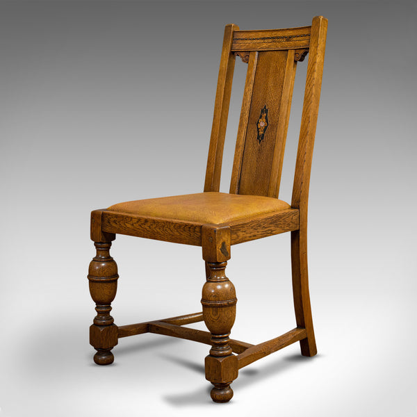 Set Of 6, Antique Dining Chairs, English, Golden Oak, Edwardian, Circa 1910