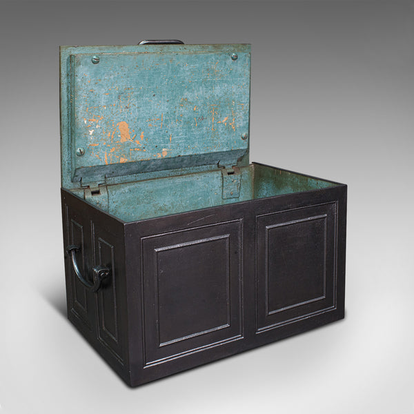 Antique Strongbox, English, Cast Iron, Safe, Deposit Case, Victorian, Circa 1850