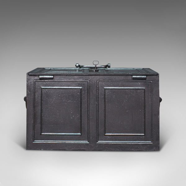 Antique Strongbox, English, Cast Iron, Safe, Deposit Case, Victorian, Circa 1850