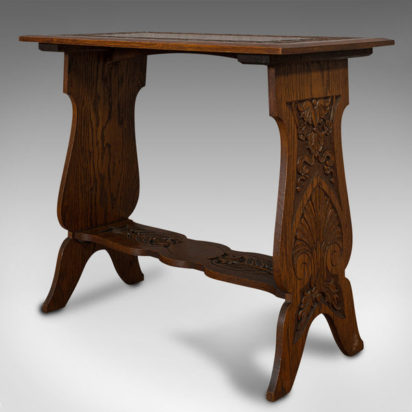 Antique Carved Side Table, Italian, Oak, Occasional, Lamp, Edwardian, Circa 1910