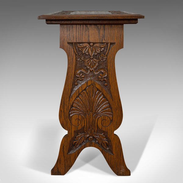 Antique Carved Side Table, Italian, Oak, Occasional, Lamp, Edwardian, Circa 1910