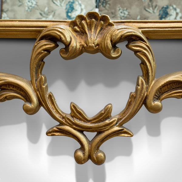 Vintage Wall Mirror, English, Cast Metal, Hall, Overmantle, Rococo Style, 1940