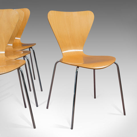 Vintage Bistro Set, Scandinavian, Birch, Set of 4, Dining Chairs, 20th Century