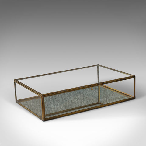 Vintage Display Box, English, Brass, Glass, Collectible Showcase, Circa 1980