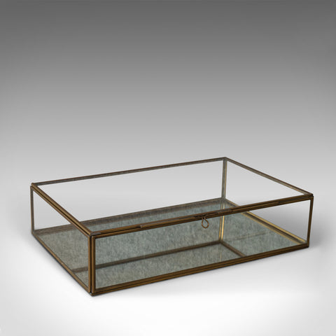 Vintage Glass Display Case, English, Brass, Showcase, 20th Century, Circa 1980