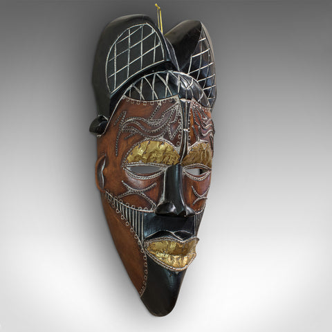 Vintage Tikar Tribal Mask, Cameroon, African, Tropical Hardwood, Circa 1970