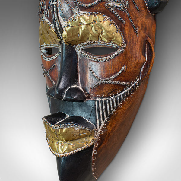 Vintage Tikar Tribal Mask, Cameroon, African, Tropical Hardwood, Circa 1970