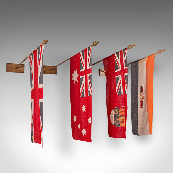 4 Vintage Empirical Embassy Flags, Commonwealth, Ensign, Oak Mount, Union Jack