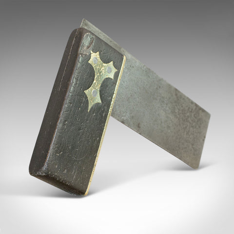 Antique Carpenter's Square, Scottish, Ebony, Brass, Tool, Victorian, Circa 1900