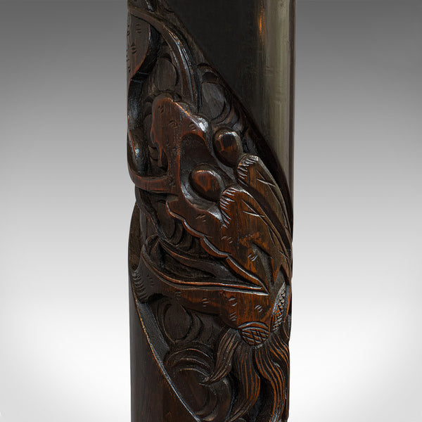 Vintage Carved Standard Lamp, Oriental, Mahogany, Decorative, Light, Art Deco