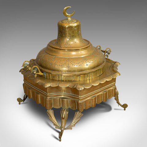 Large Antique Islamic Fire Pit, Arabic, Brass, Ceremonial Brazier, Circa 1900