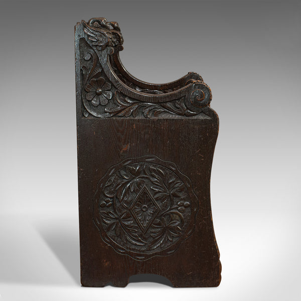 Antique Hall Seat, Scottish, Oak, Settle, Gothic Revival, Victorian, 1880