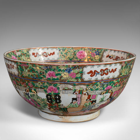 Vintage Famille Rose Bowl, Oriental, Ironstone, Dish, Art Deco, Circa 1940