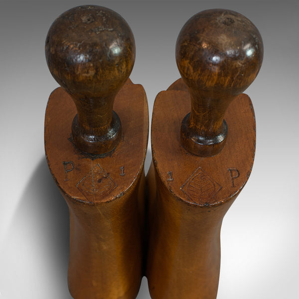 Pair Of Antique Shoe Lasts, English, Beech, Shoemaker's Last, Edwardian, 1910