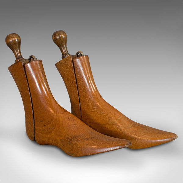 Pair Of Antique Shoe Lasts, English, Beech, Shoemaker's Last, Edwardian, 1910