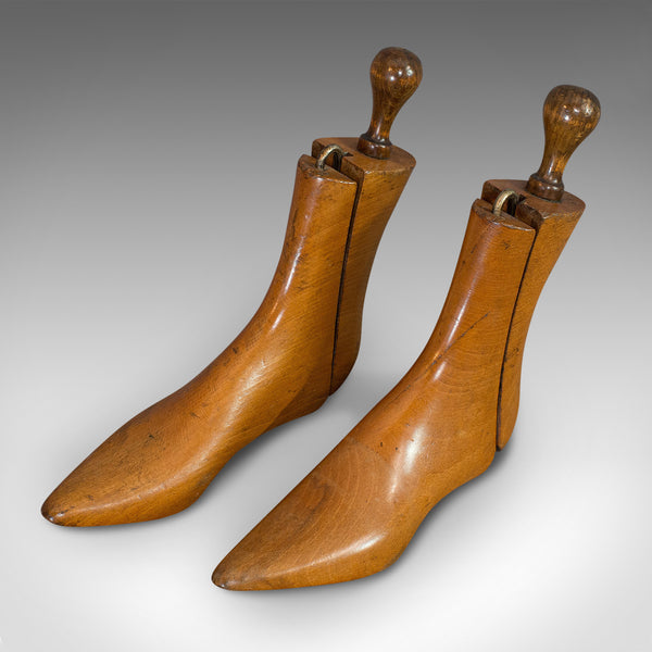Pair Of Antique Shoe Lasts, English, Beech, Shoemaker's Last, Edwardian, 1910