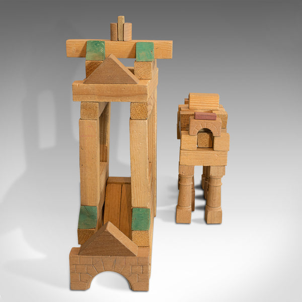 Antique Building Block Set, German, Pine, Froebel, Toy Box, Edwardian, C.1910