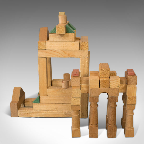 Antique Building Block Set, German, Pine, Froebel, Toy Box, Edwardian, C.1910