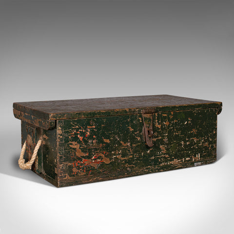 Small Antique Mariner's Trunk, English, Pine, Chest, Late Victorian, Circa 1900